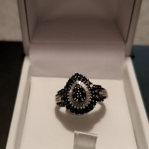 Black and white diamond , 10k ring